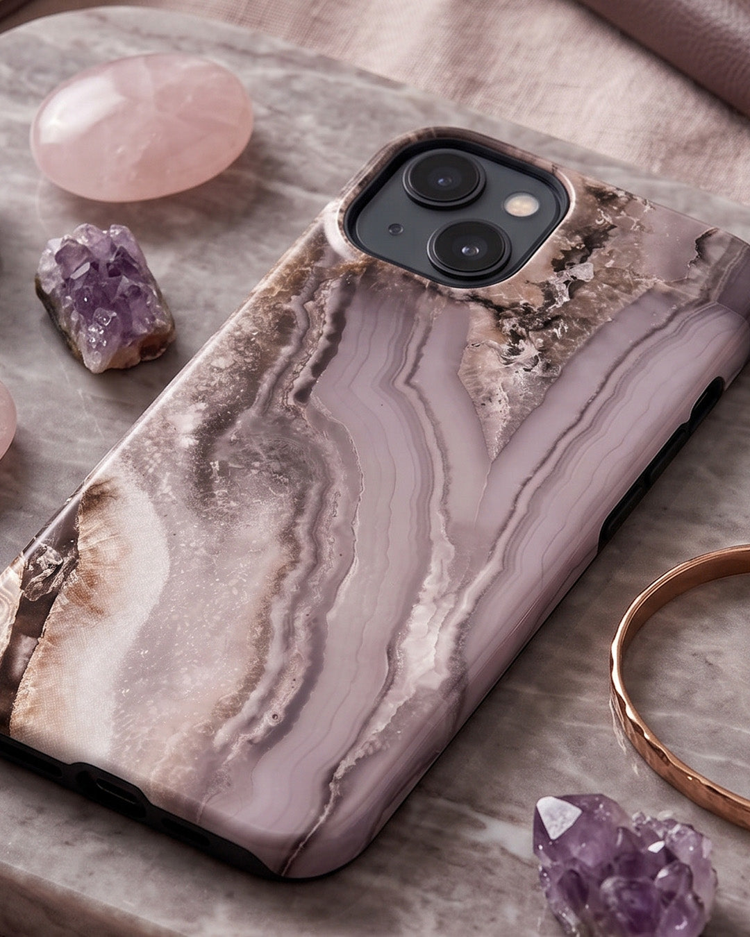 Mauve Grey Agate Marble iPhone 13 mini Case