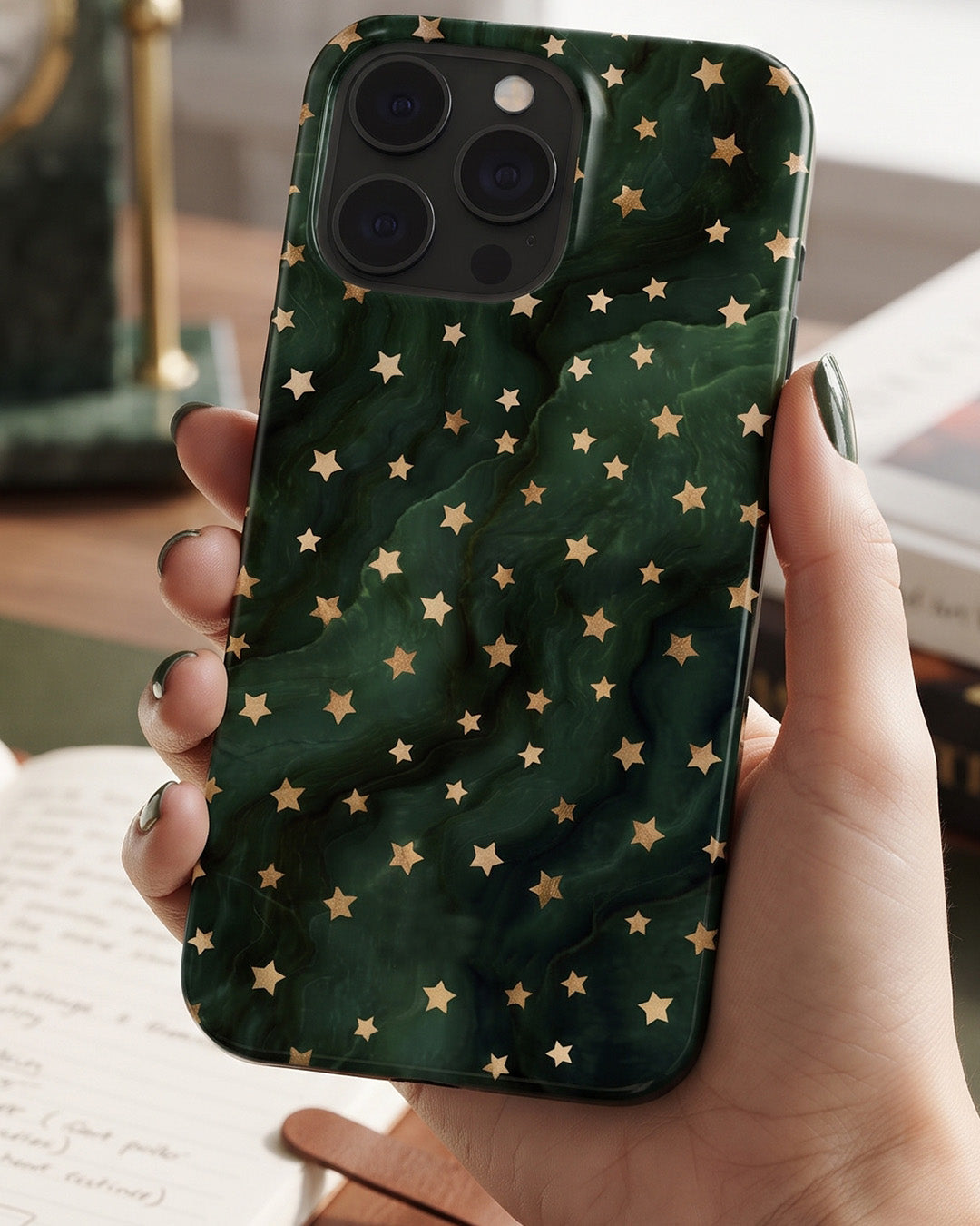 Emerald Starry Marble iPhone 15 Pro Case