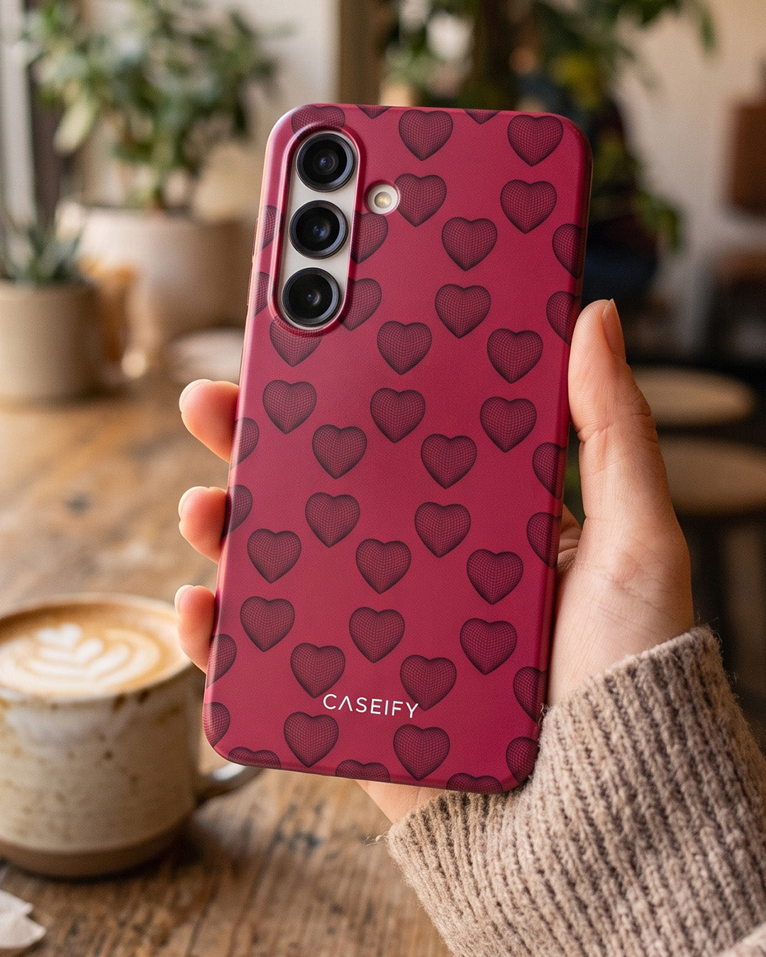 Red Heart Print Case for Samsung Galaxy S25