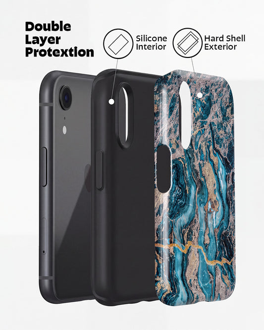 Teal Gold Marble iPhone XR Case