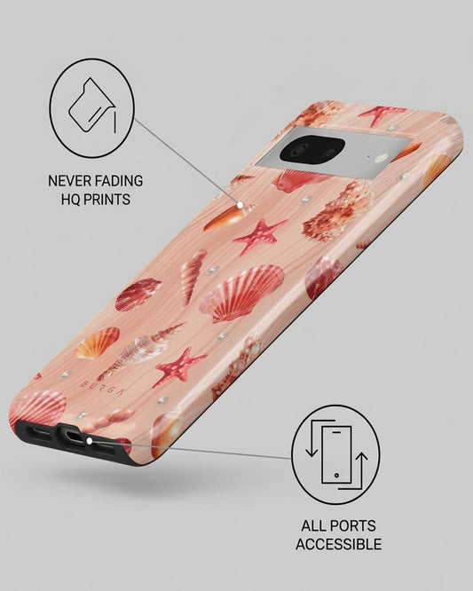 Coral Pink Seashells Glossy Google Pixel 7 Case