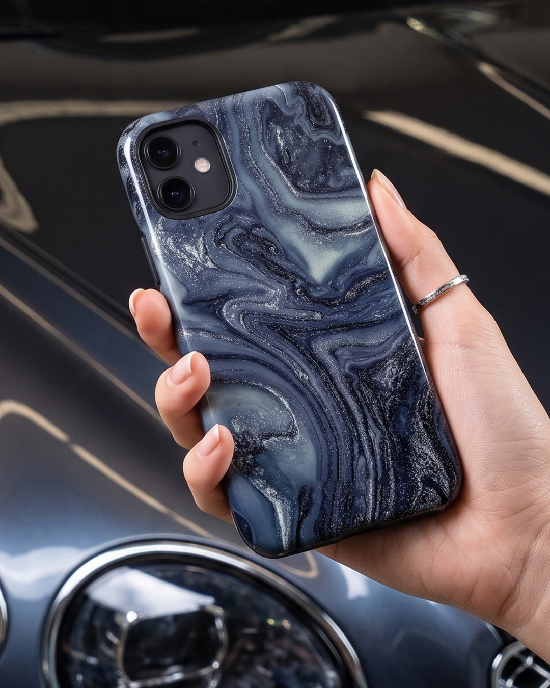 Slate Glitter Marble iPhone 12 Case