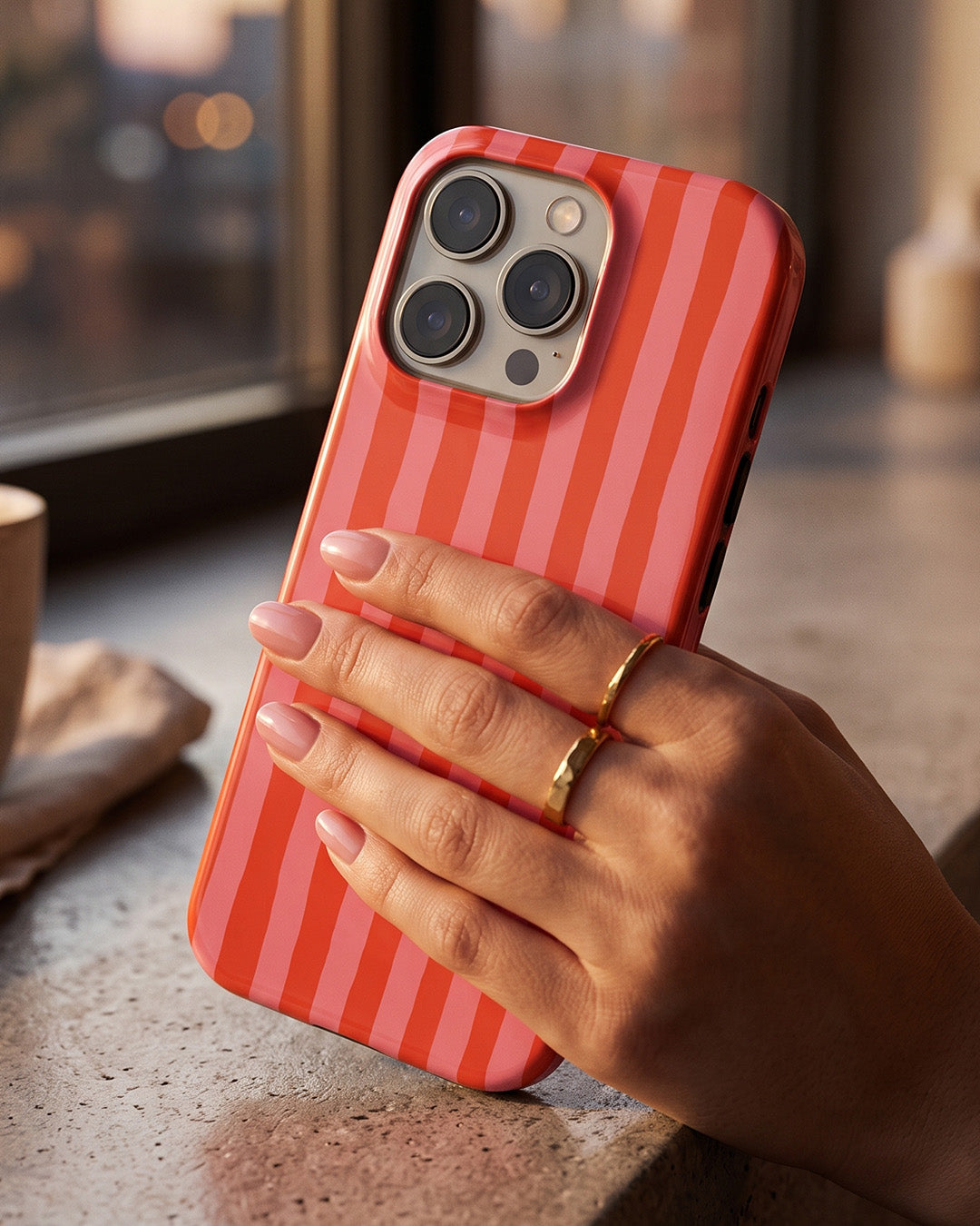 Coral Stripe iPhone 16 Pro Case