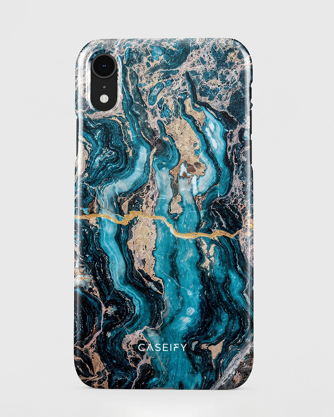 Teal Gold Marble iPhone XR Case