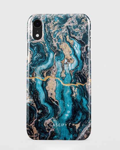Teal Gold Marble iPhone XR Case
