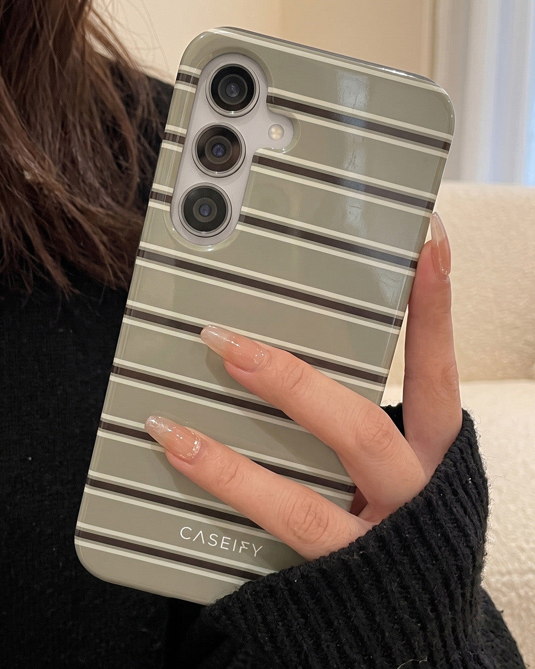 Samsung Galaxy S24 FE Beige Striped Case