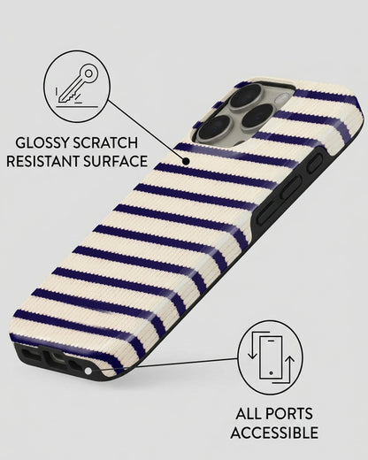 Navy Ribbed Stripe iPhone 16 Pro Case