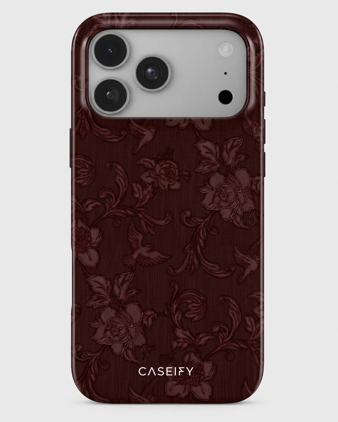 Burgundy Damask Floral iPhone 18 Pro Max Case