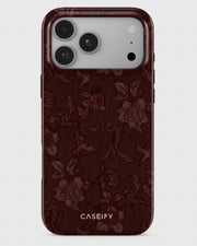 Burgundy Damask Floral iPhone 18 Pro Max Case