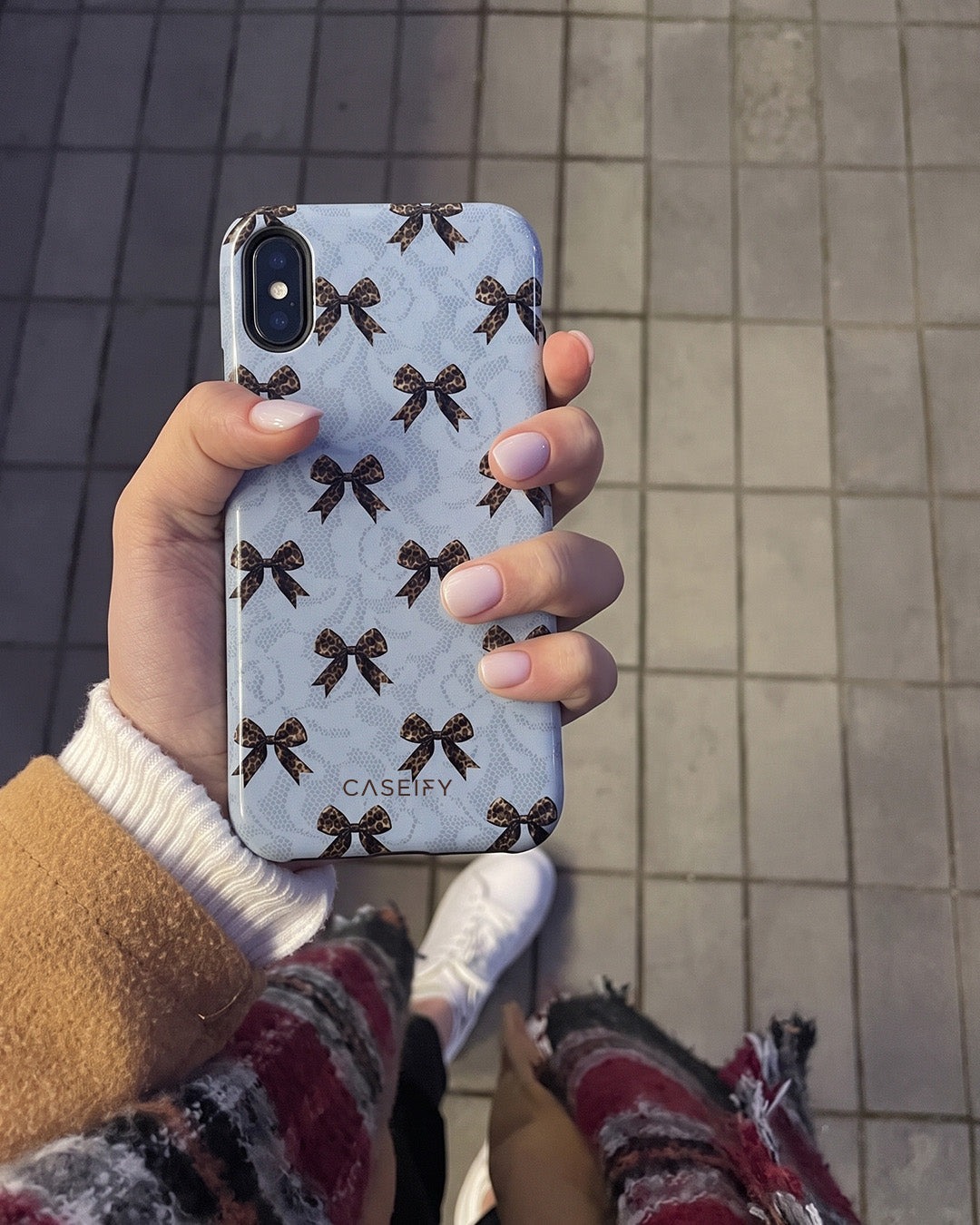 Burgundy Lace Print iPhone X Case
