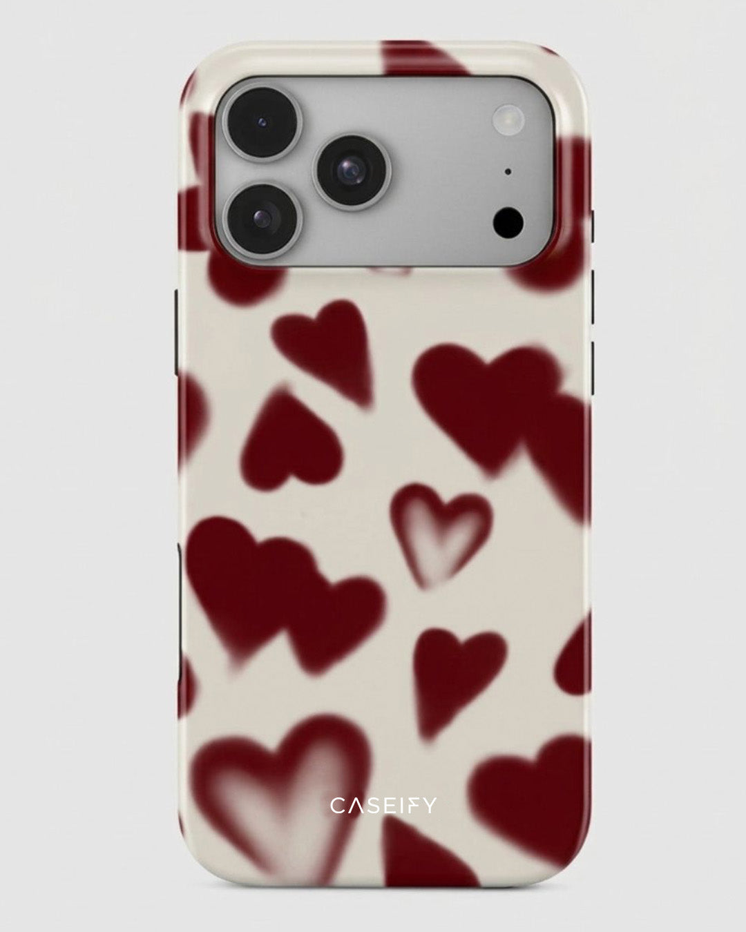 Burgundy Heart Print iPhone 17 Pro Max Case