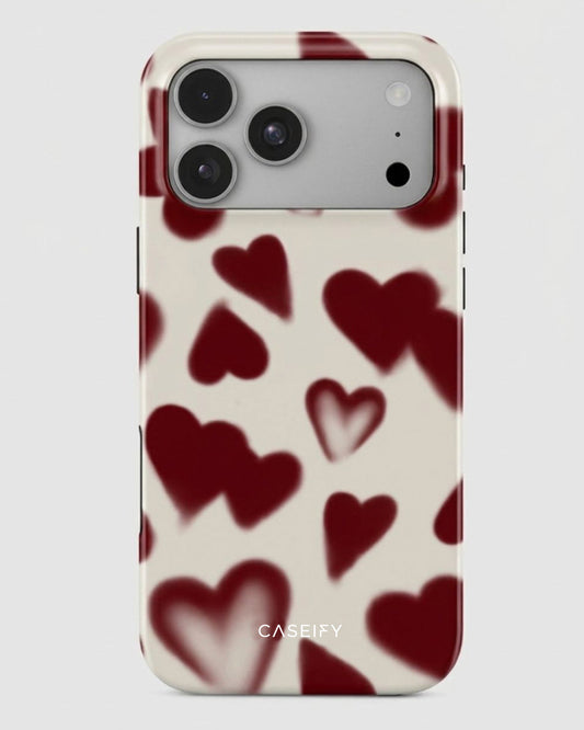 Burgundy Heart Print iPhone 17 Pro Max Case
