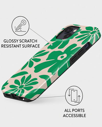 Green Retro Floral iPhone 13 Case