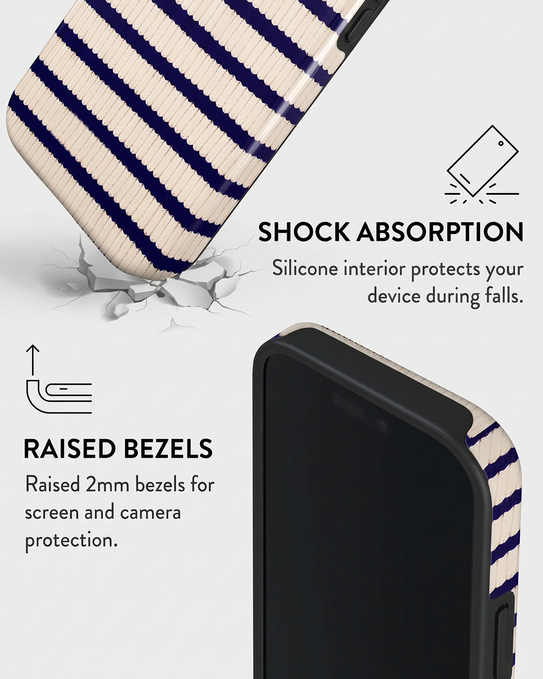 Navy Ribbed Stripe iPhone 16 Pro Case