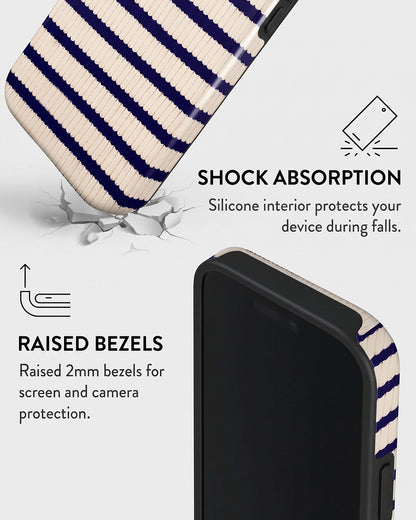Navy Ribbed Stripe iPhone 16 Pro Case