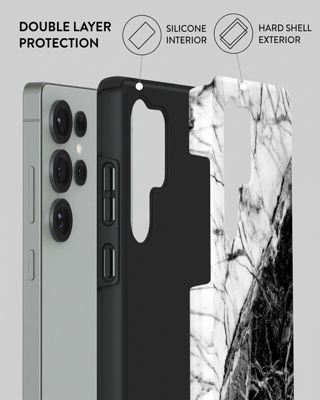 Black White Marble Case for Samsung Galaxy S25 Ultra