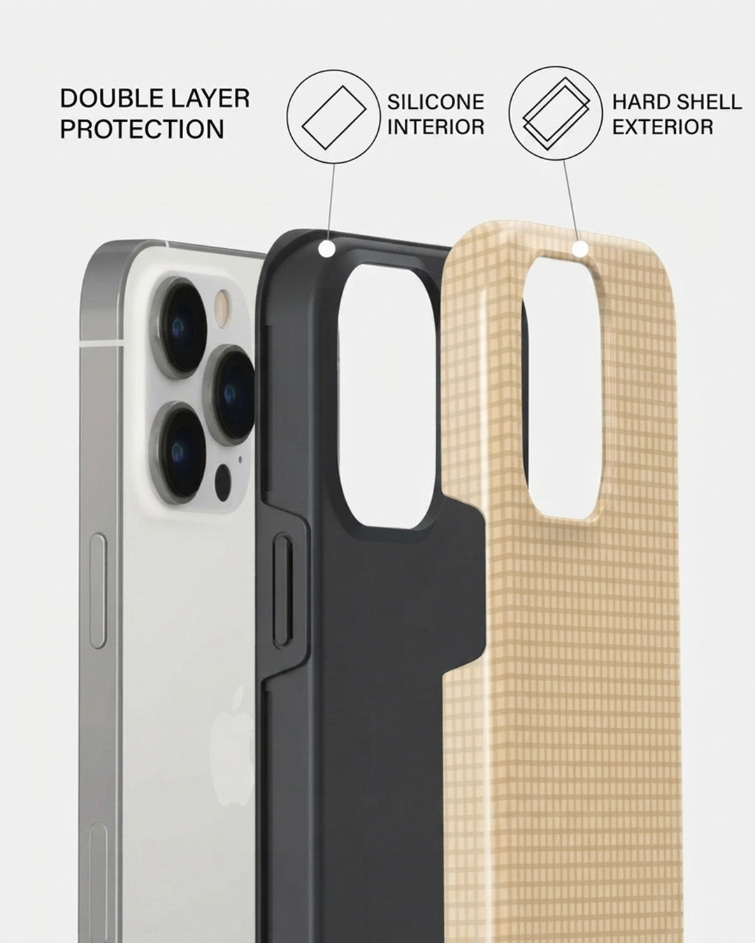 Beige Gingham Check iPhone 14 Pro Case