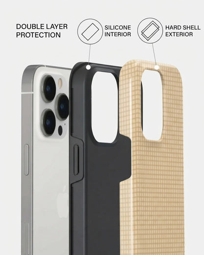 Beige Gingham Check iPhone 14 Pro Case