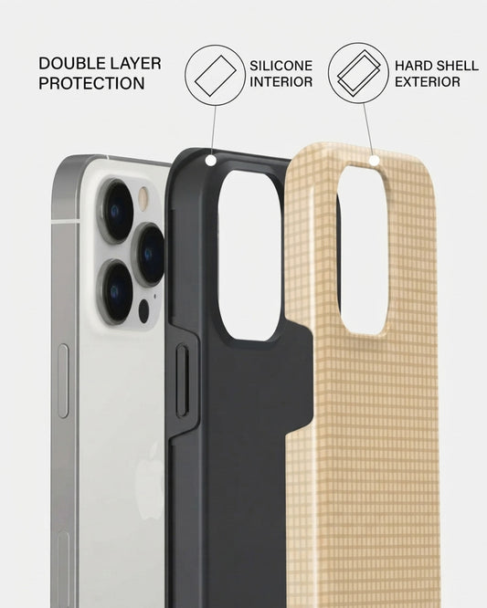 Beige Gingham Check iPhone 14 Pro Case