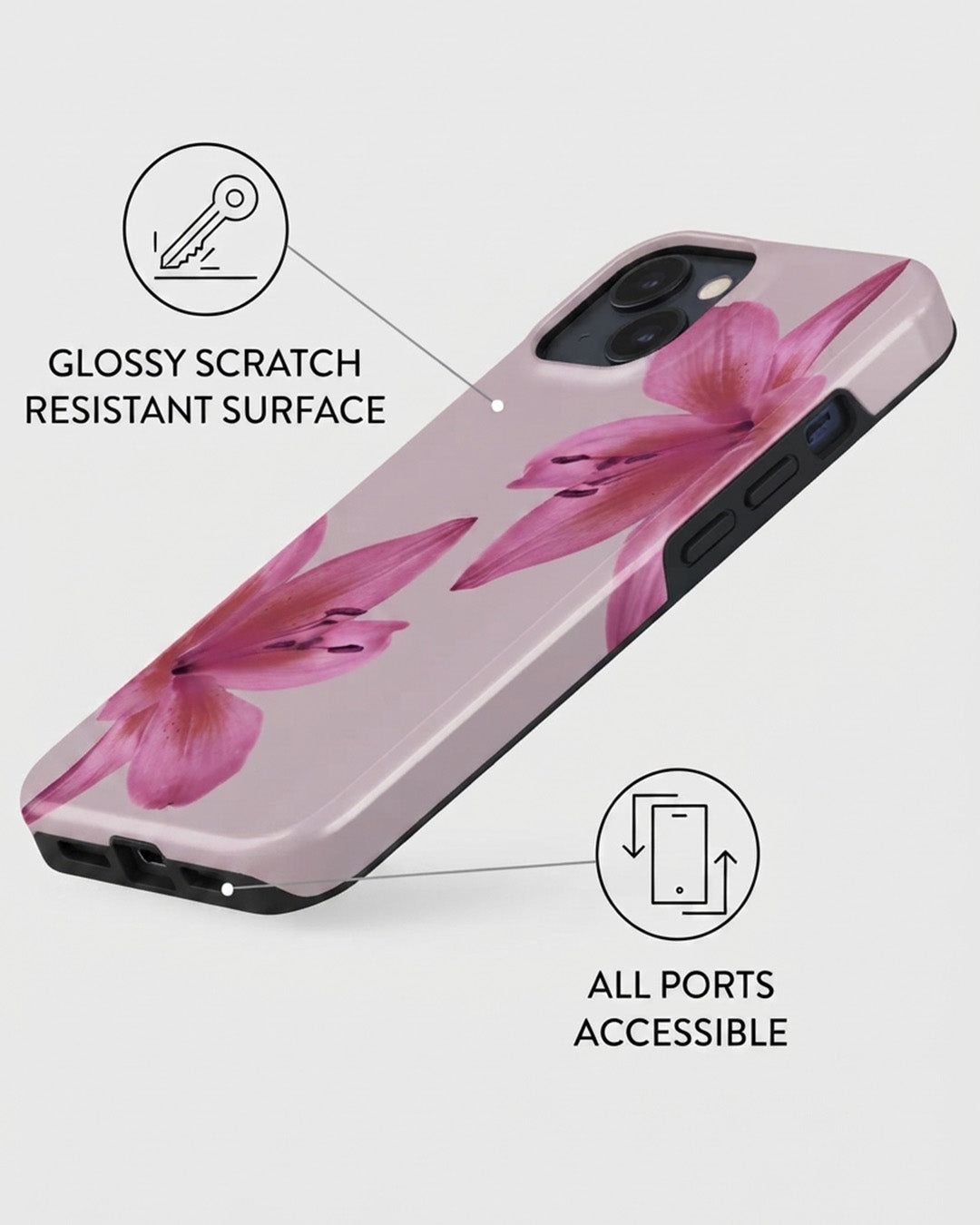 Pink Lily Floral iPhone 15 Case