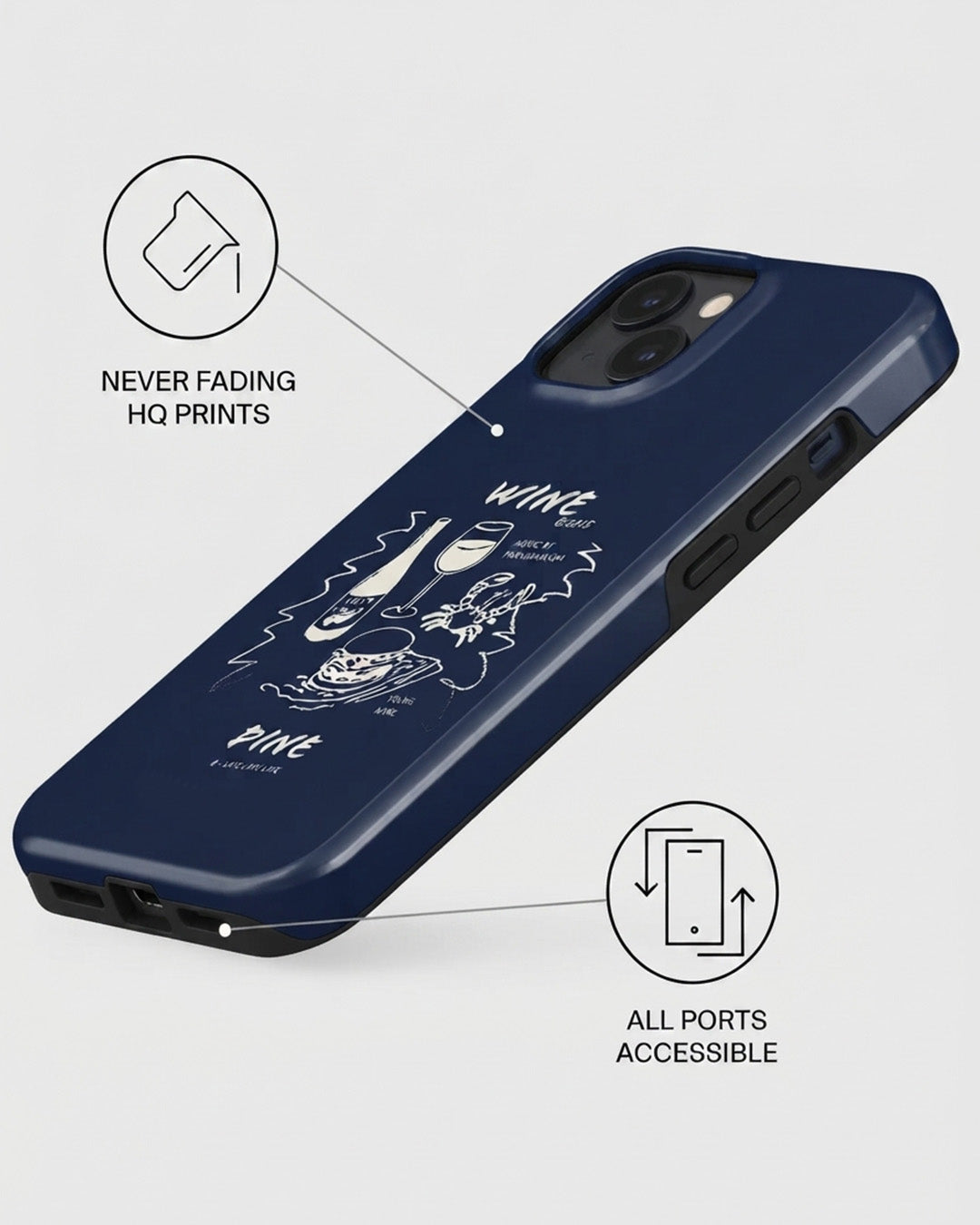 Wine & Dine Sketch iPhone 15 Plus Case