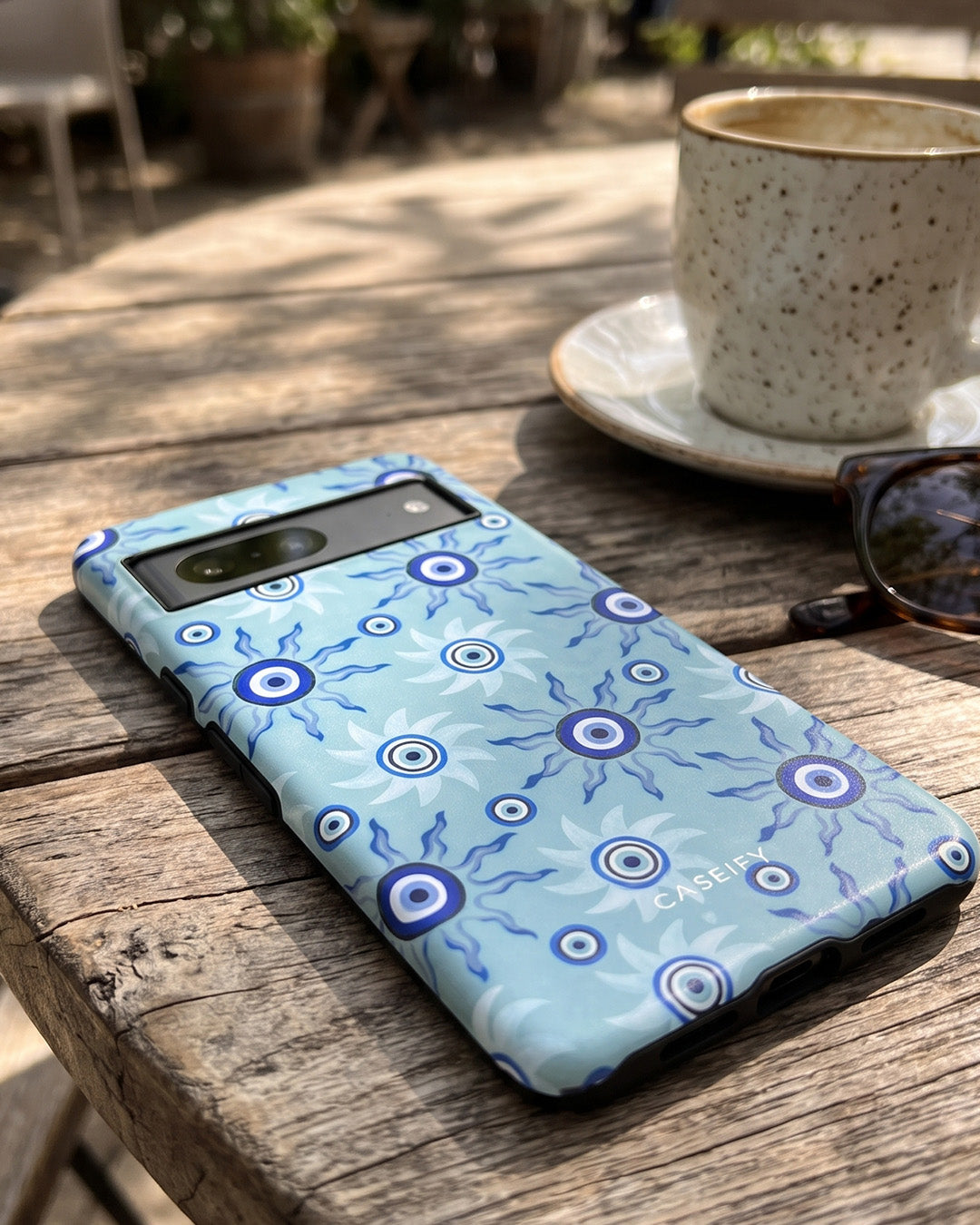 Blue Evil Eye Pattern Glossy Google Pixel 7 Case