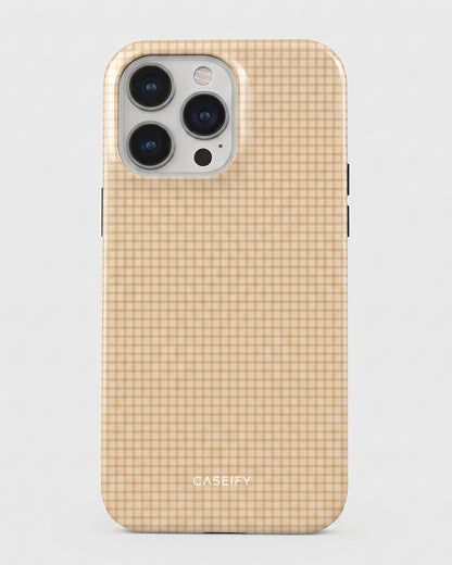 Beige Gingham Check iPhone 14 Pro Case
