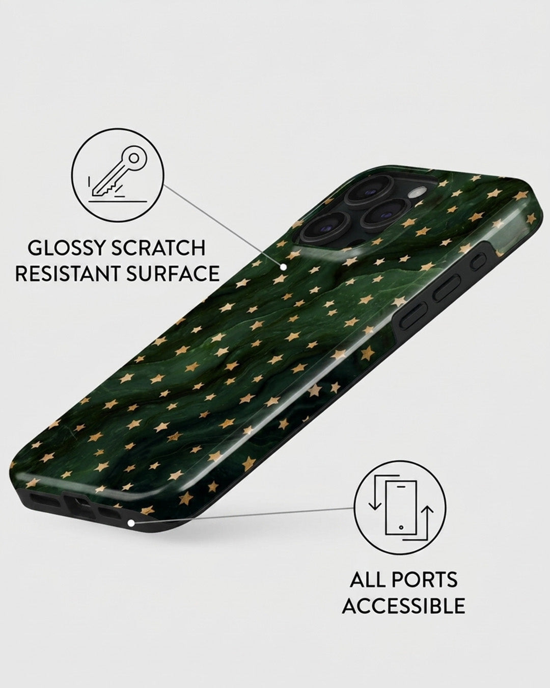 Emerald Starry Marble iPhone 15 Pro Case