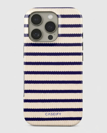 Navy Ribbed Stripe iPhone 16 Pro Case