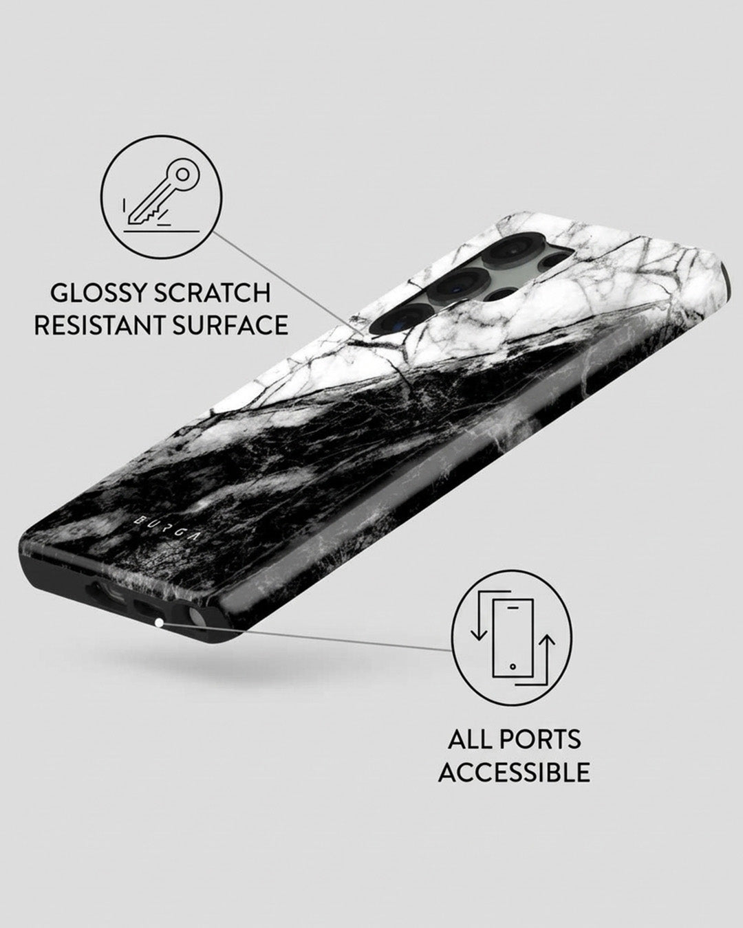 Black White Marble Case for Samsung Galaxy S25 Ultra