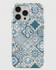 Teal Moroccan Tile iPhone 14 Pro Max Case