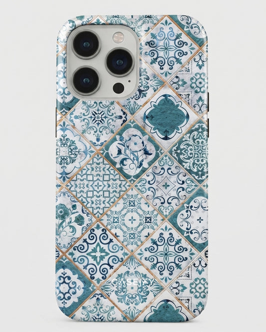 Teal Moroccan Tile iPhone 14 Pro Max Case