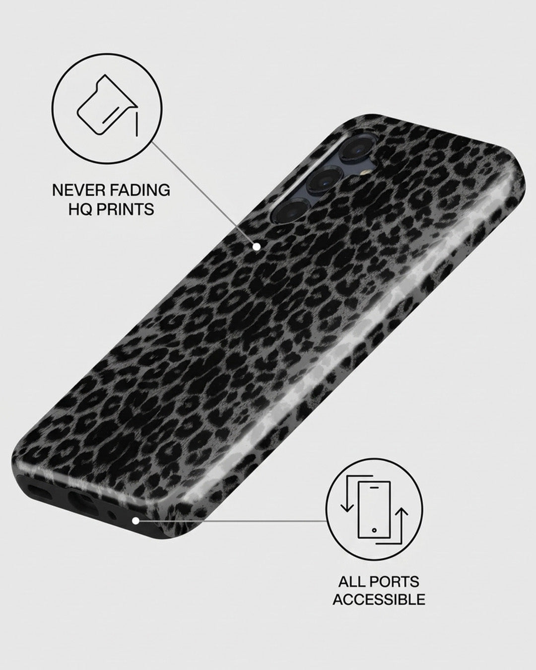 Grey Leopard Print Samsung Galaxy A16 Case