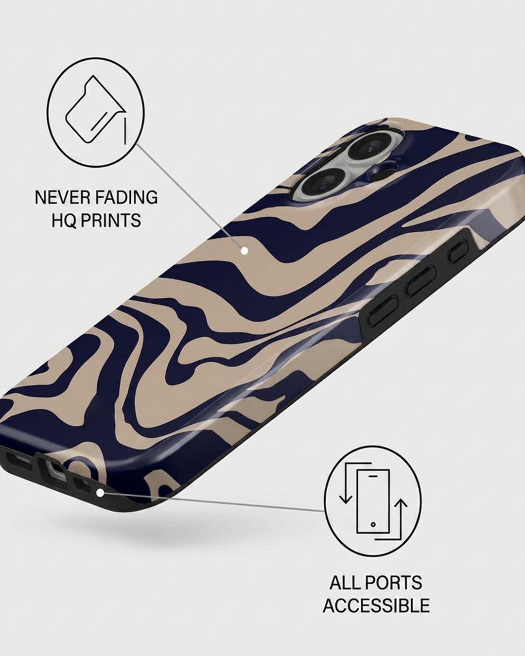 Navy Swirl iPhone 16 Plus Case