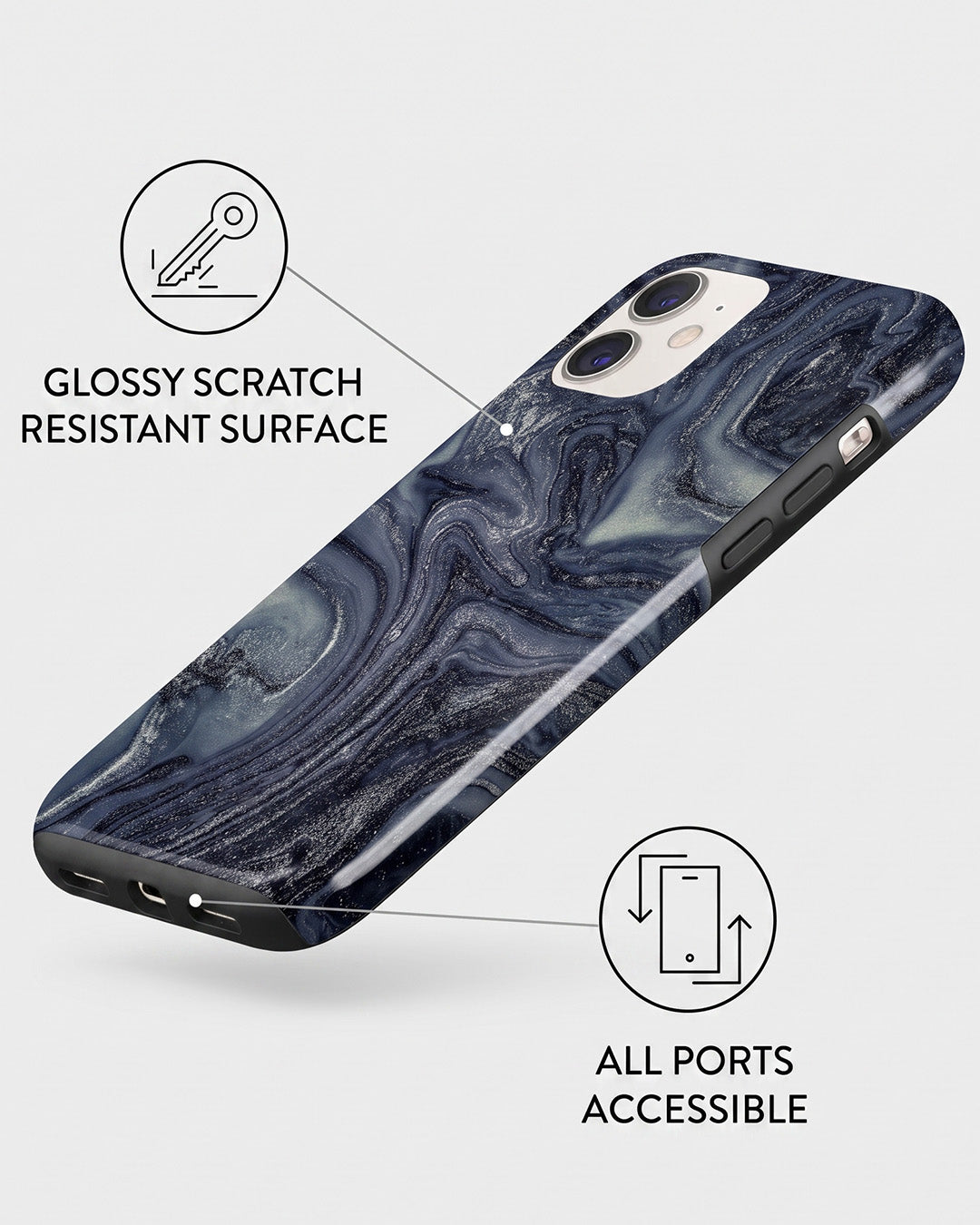 Navy Glitter Marble iPhone 11 Case