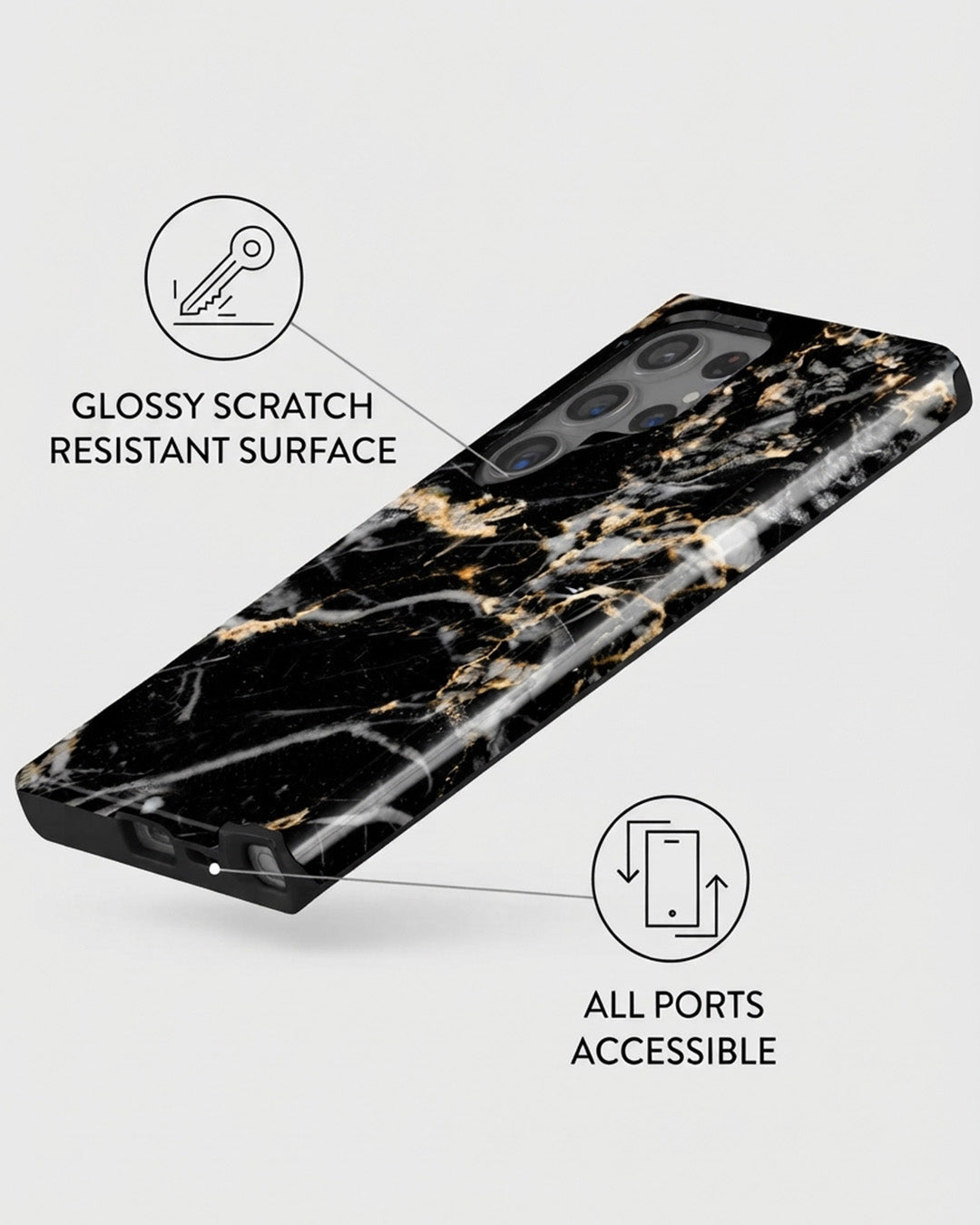Galaxy S24 Ultra Black Marble Case