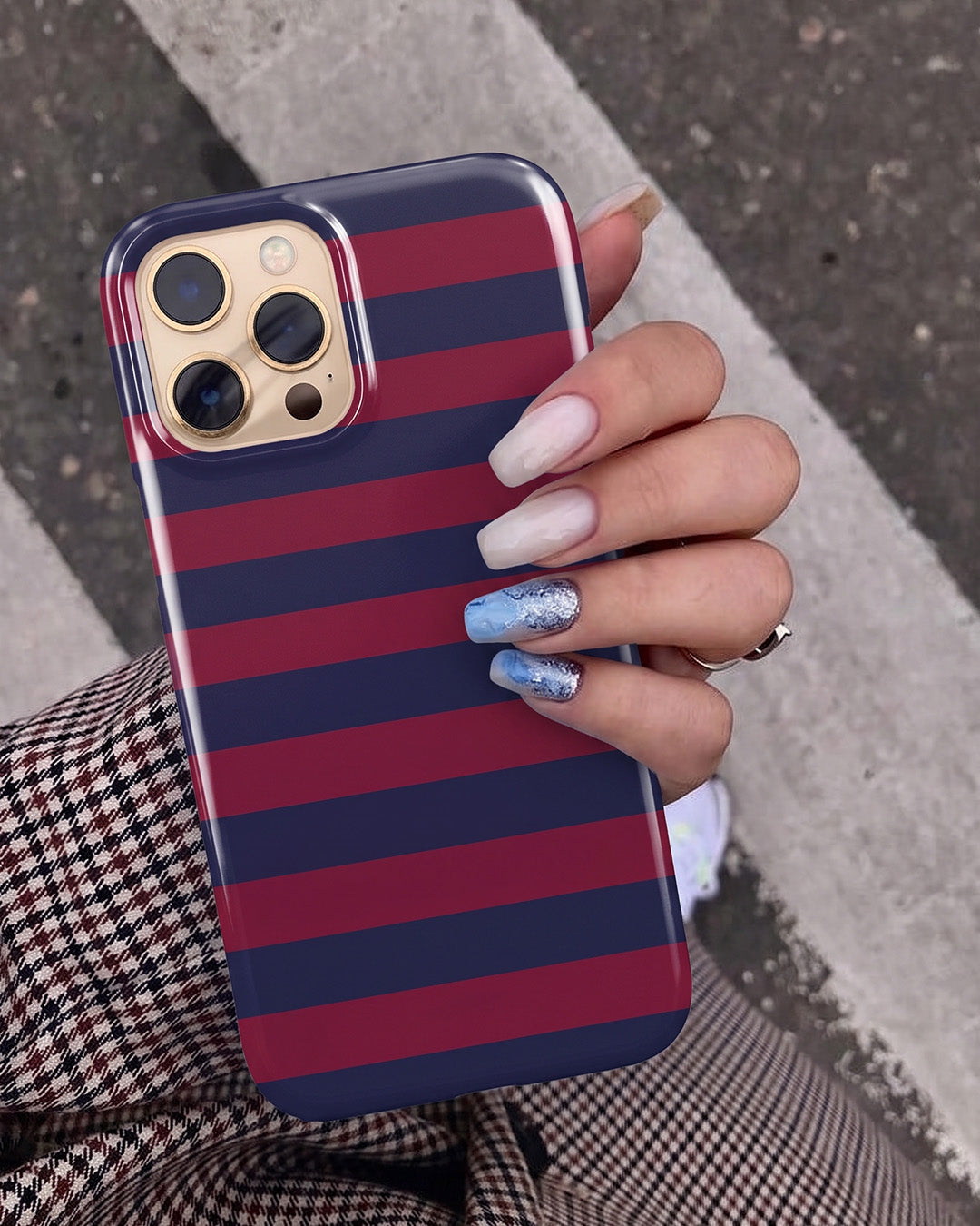 Navy Burgundy Stripe iPhone 11 Pro Case