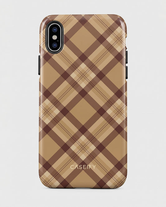 Brown Plaid Check iPhone X Case