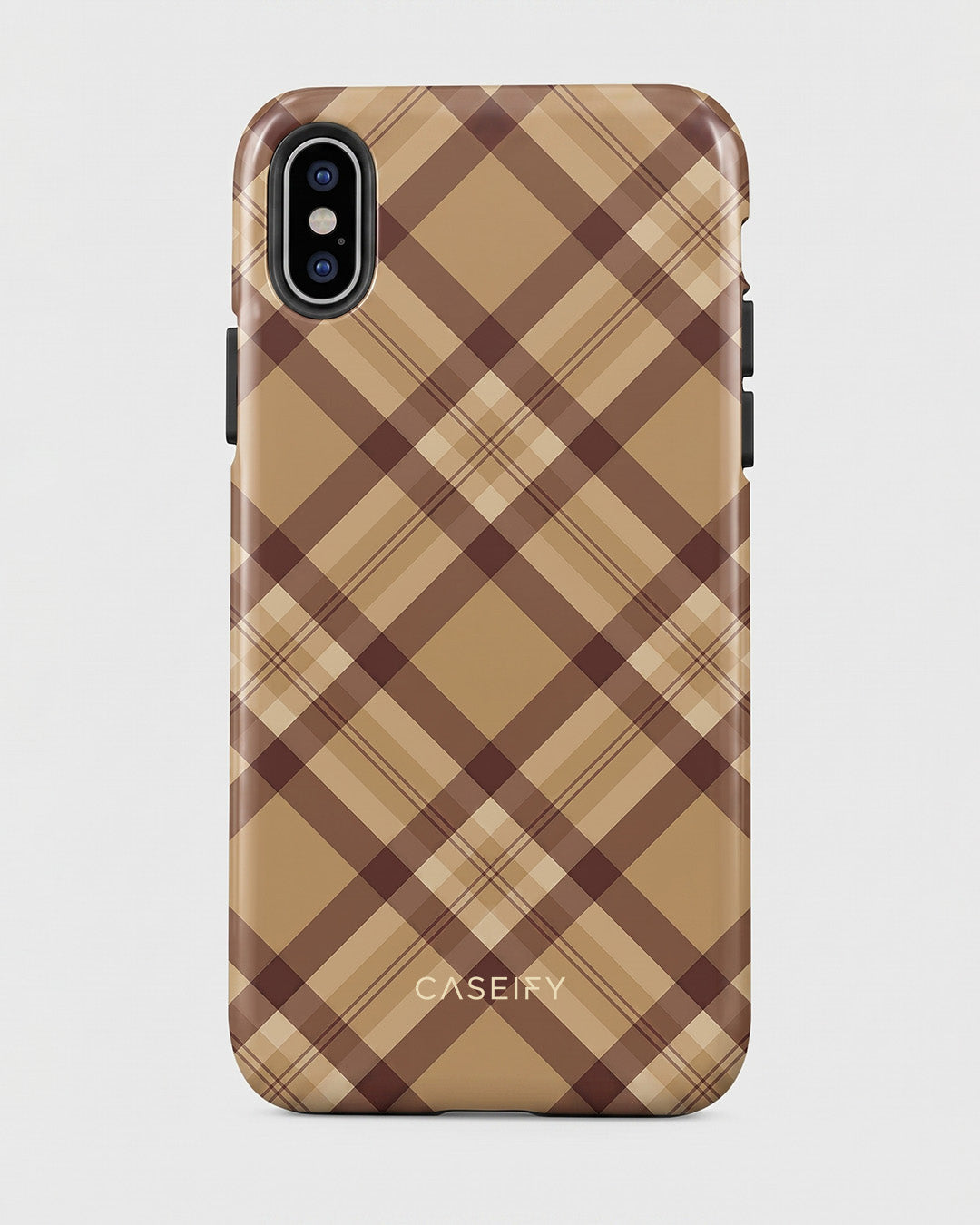 Brown Plaid Check iPhone XS Case