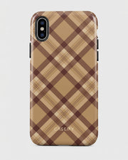Brown Plaid Check iPhone XS Case