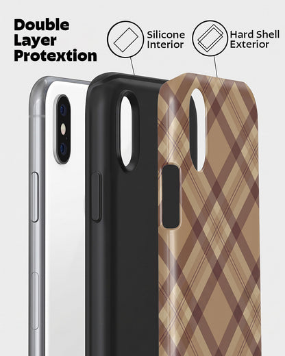Brown Plaid Check iPhone X Case