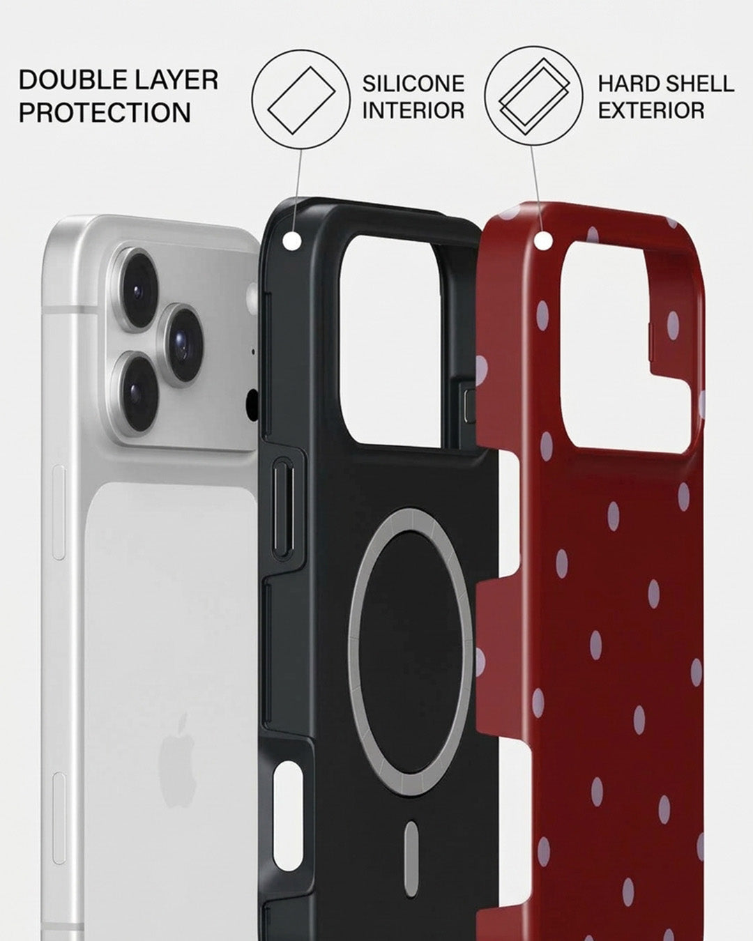 Burgundy Polka Dot iPhone 18 Pro Case