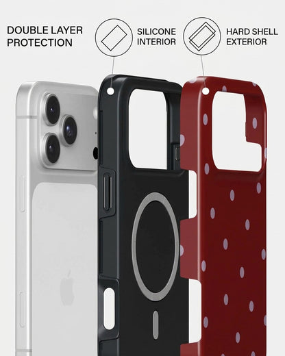 Burgundy Polka Dot iPhone 18 Pro Case