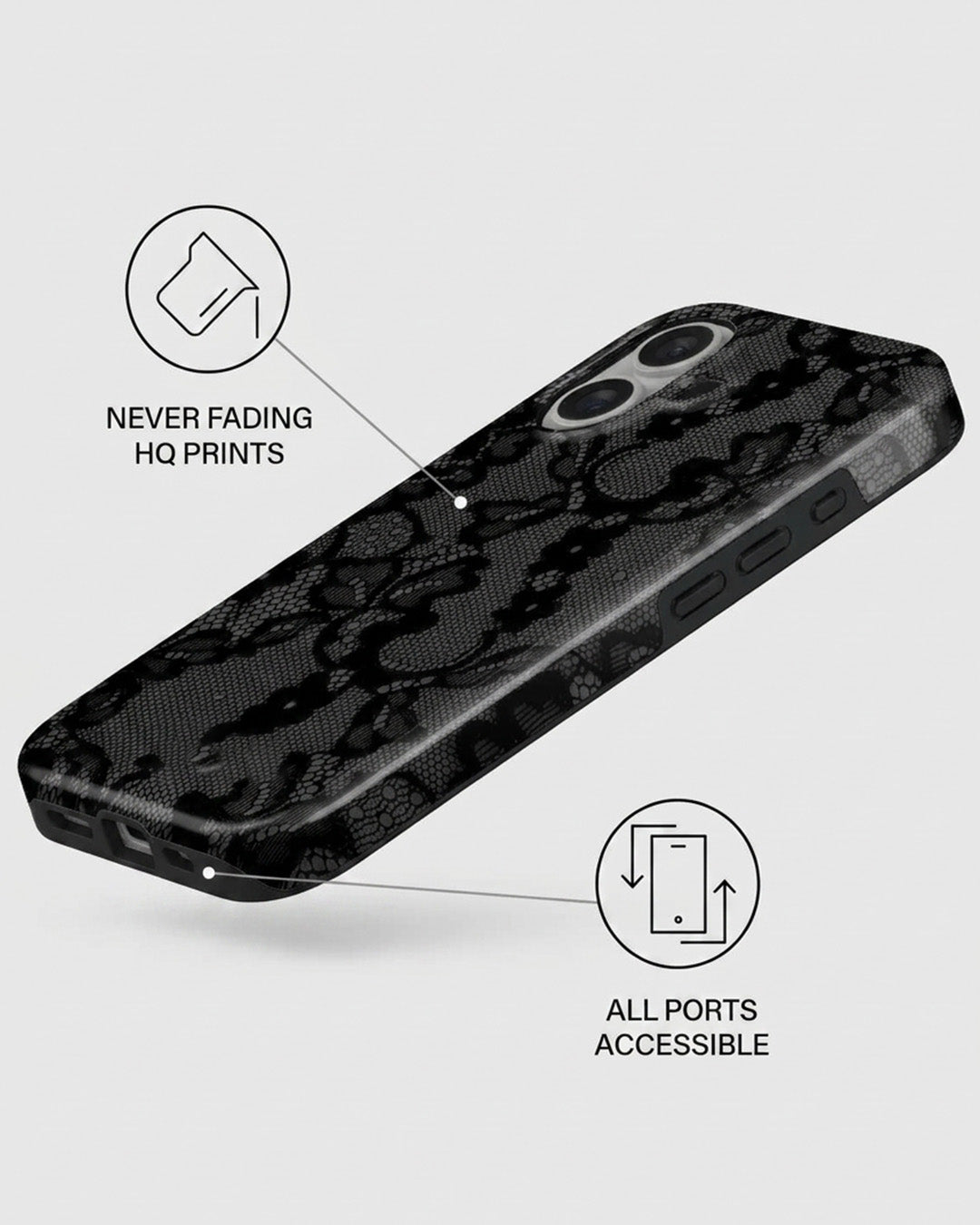 Black Lace iPhone 16 Plus Case