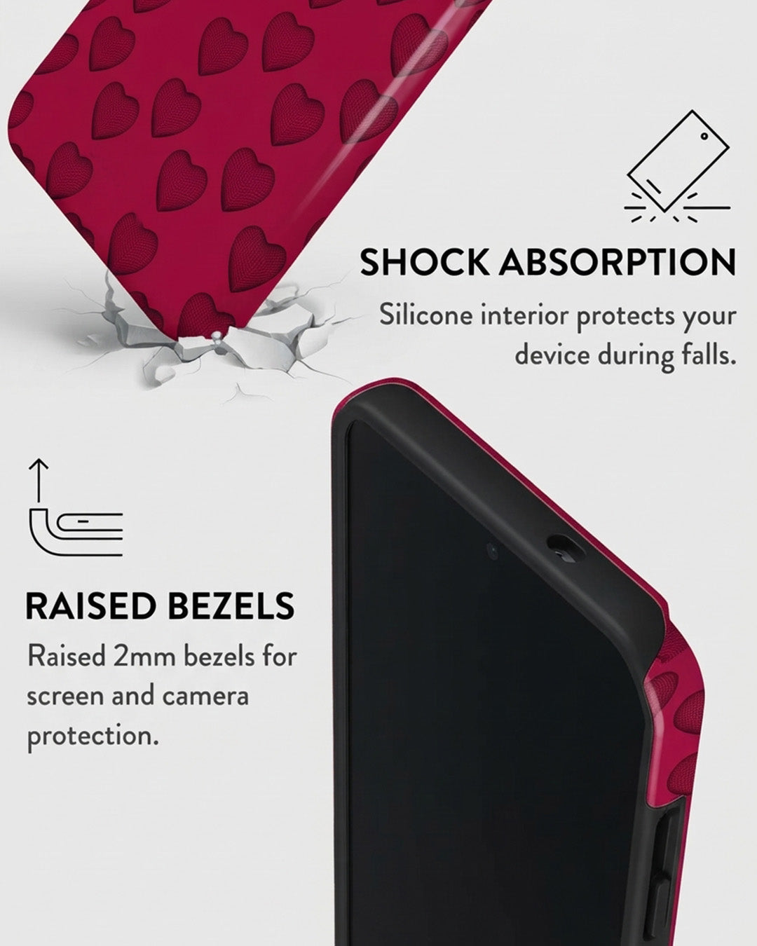 Red Heart Print Case for Samsung Galaxy S25