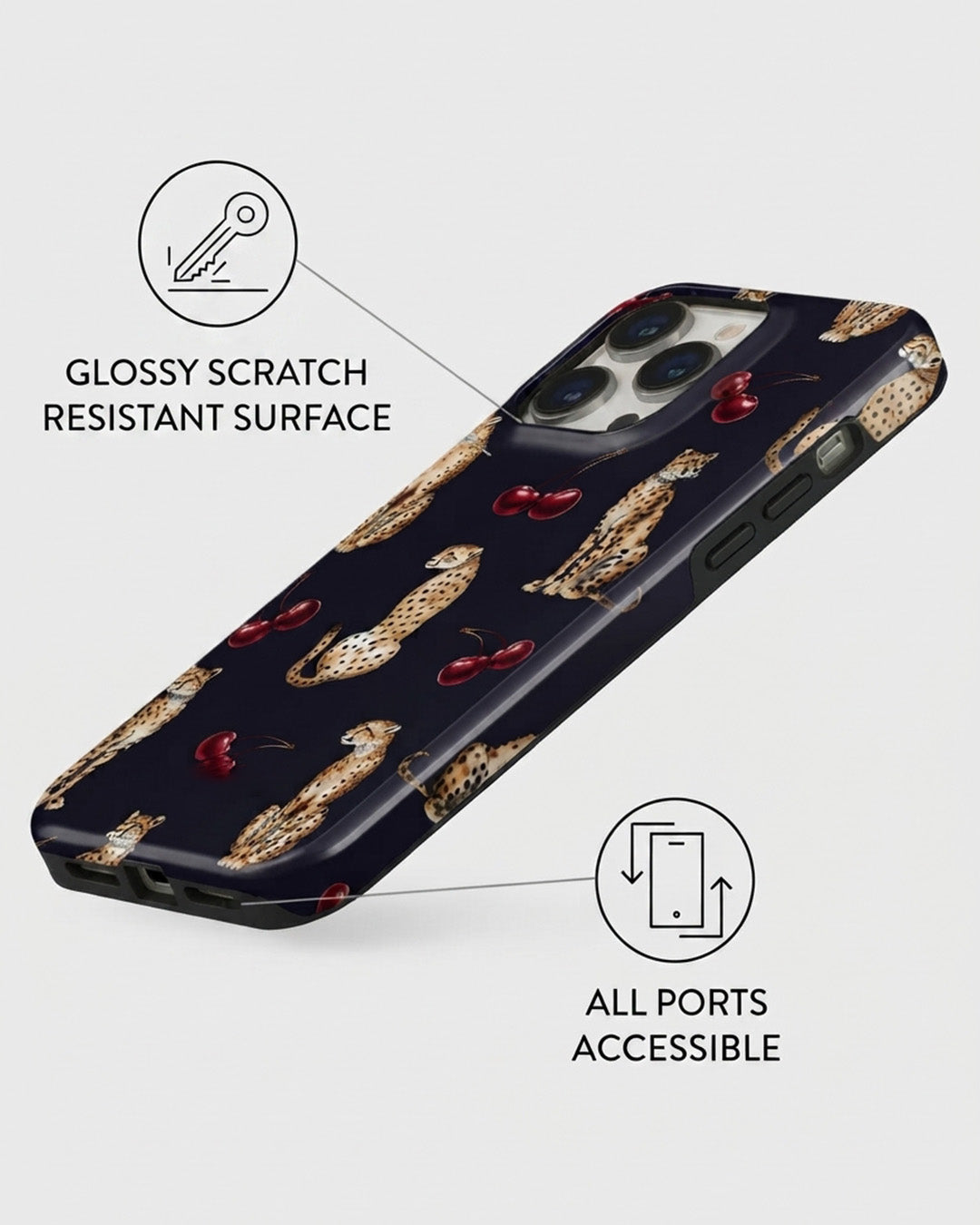 Cheetah & Cherries iPhone 14 Pro Case