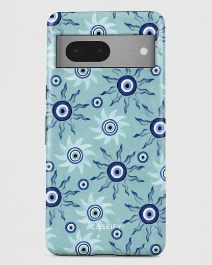 Blue Evil Eye Pattern Glossy Google Pixel 7 Case