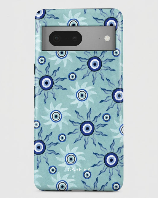 Blue Evil Eye Pattern Glossy Google Pixel 7 Case