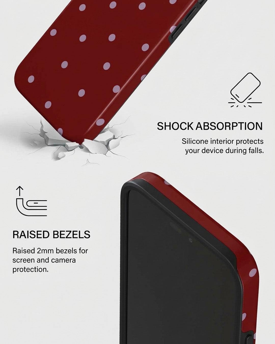 Burgundy Polka Dot iPhone 18 Pro Case