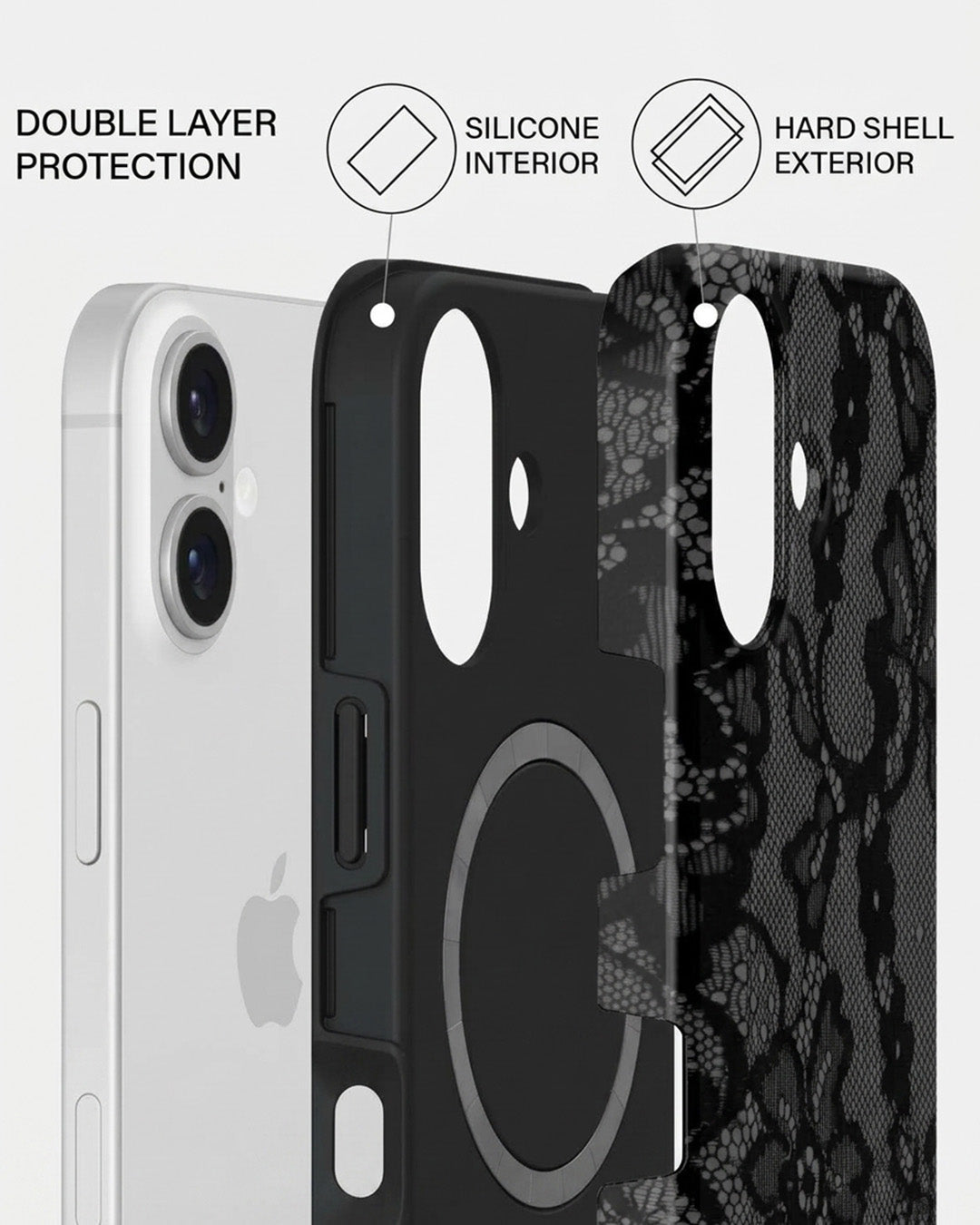 Black Lace iPhone 16 Plus Case